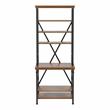 Furniture of America Garna Industrial Metal 6-Shelf Bookcase in Dark Oak