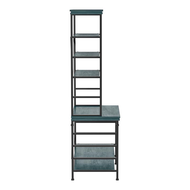 Furniture of America Garna Industrial Metal 6-Shelf Bookcase in Antique Blue