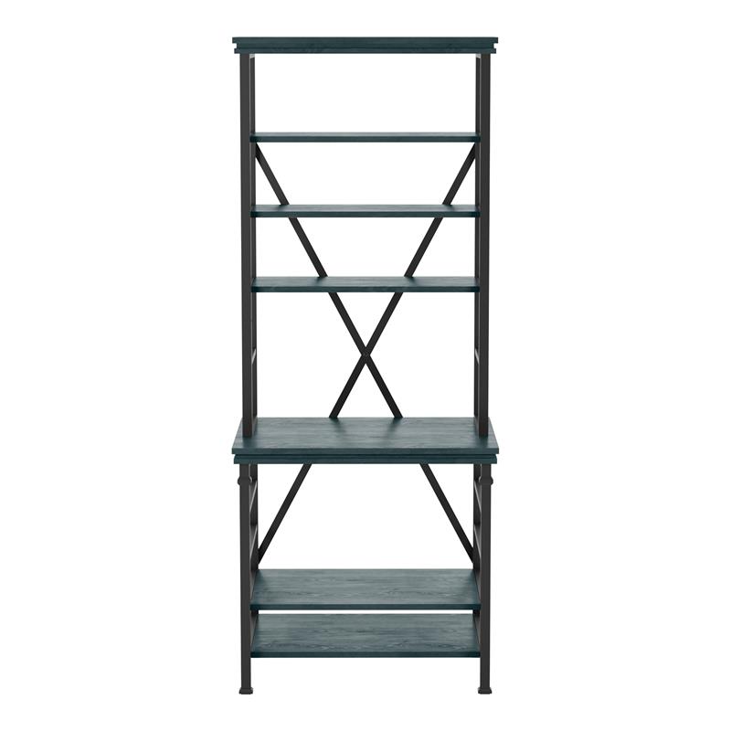 Furniture of America Garna Industrial Metal 6-Shelf Bookcase in Antique Blue