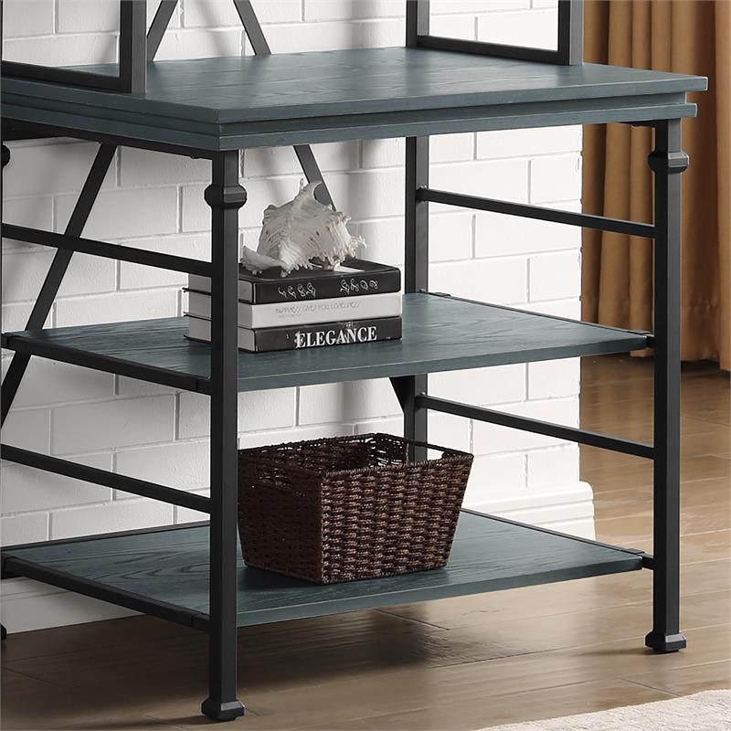 Furniture of America Garna Industrial Metal 6-Shelf Bookcase in Antique Blue