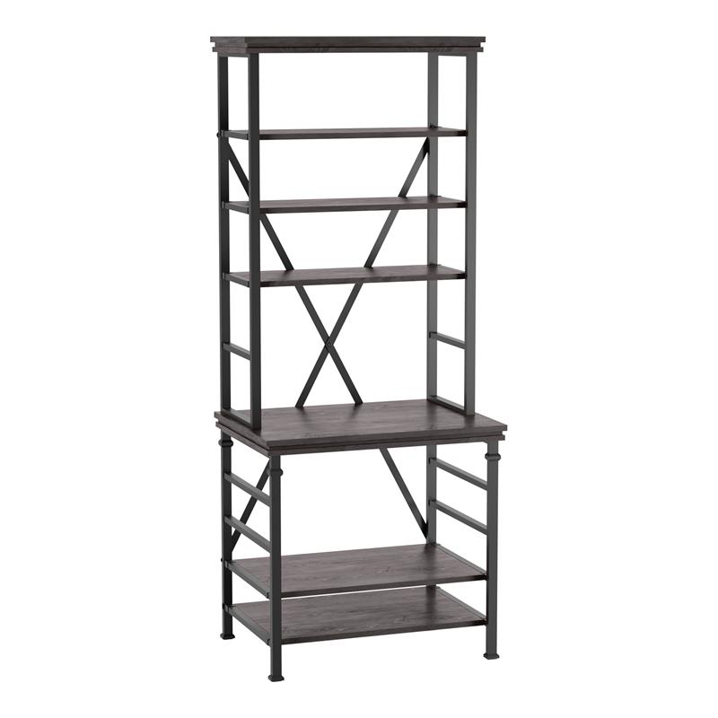 Furniture of America Garna Industrial Metal 6-Shelf Bookcase in Antique Gray