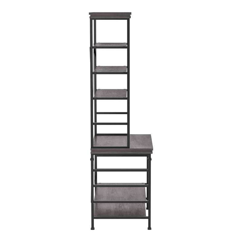 Furniture of America Garna Industrial Metal 6-Shelf Bookcase in Antique Gray