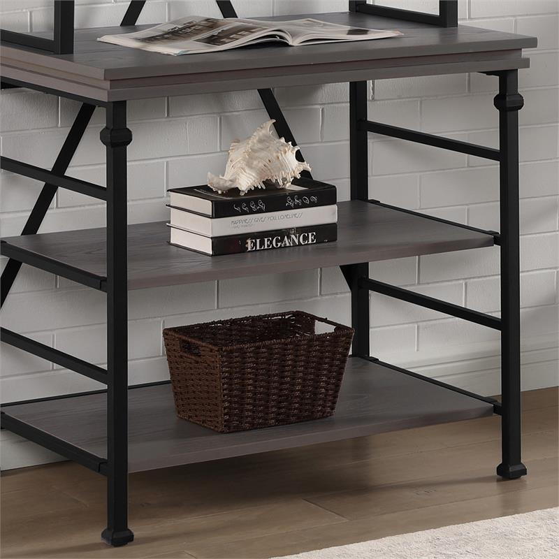 Furniture of America Garna Industrial Metal 6-Shelf Bookcase in Antique Gray