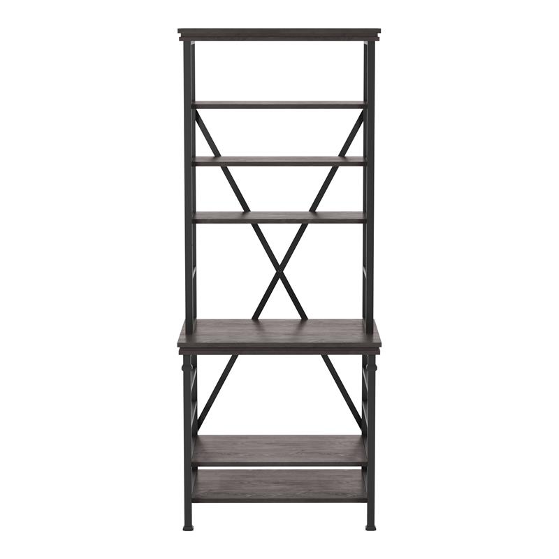 Furniture of America Garna Industrial Metal 6-Shelf Bookcase in Antique Gray