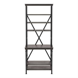 Furniture of America Garna Industrial Metal 6-Shelf Bookcase in Antique Gray