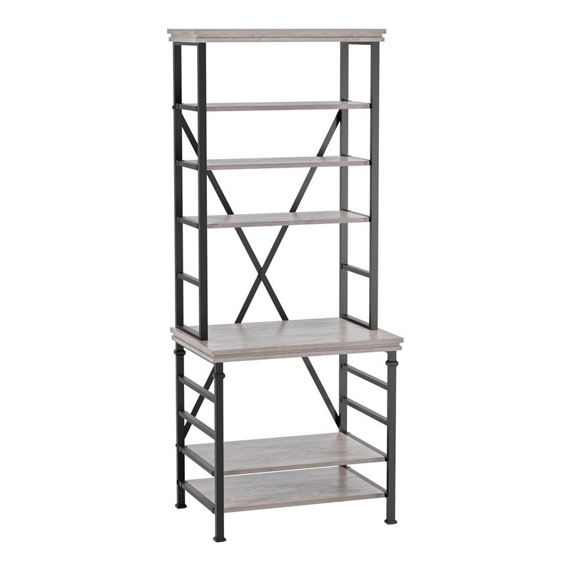 Furniture of America Garna Industrial Metal 6-Shelf Bookcase in Antique White