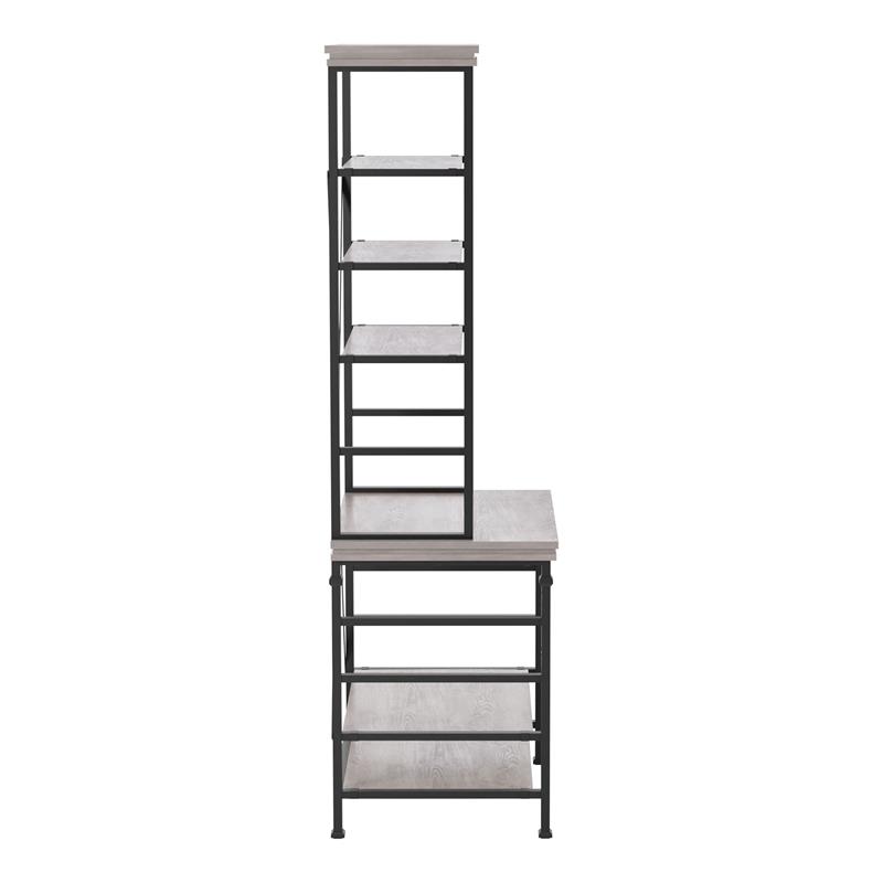 Furniture of America Garna Industrial Metal 6-Shelf Bookcase in Antique White