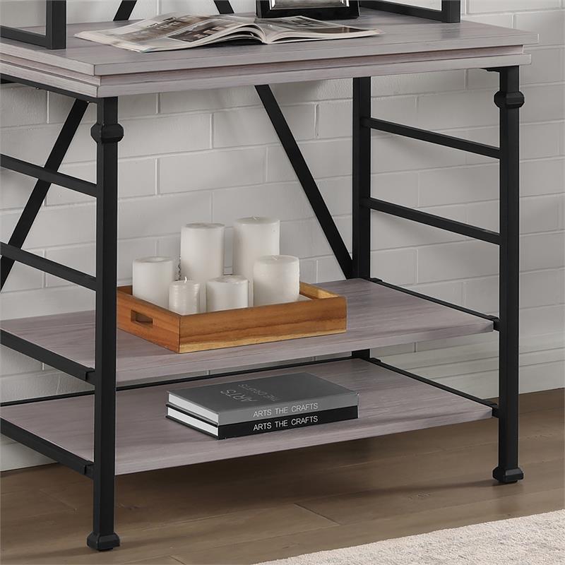 Furniture of America Garna Industrial Metal 6-Shelf Bookcase in Antique White