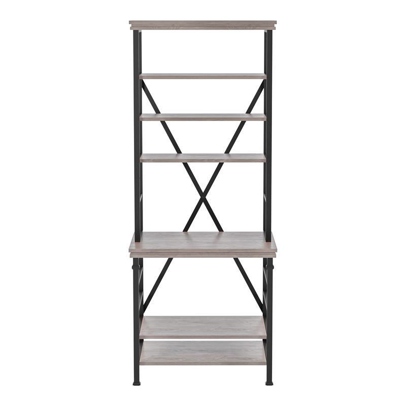 Furniture of America Garna Industrial Metal 6-Shelf Bookcase in Antique White