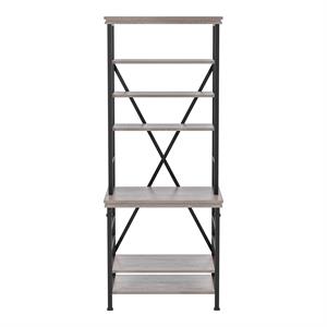 Furniture of America Garna Industrial Metal 6-Shelf Bookcase in Antique White