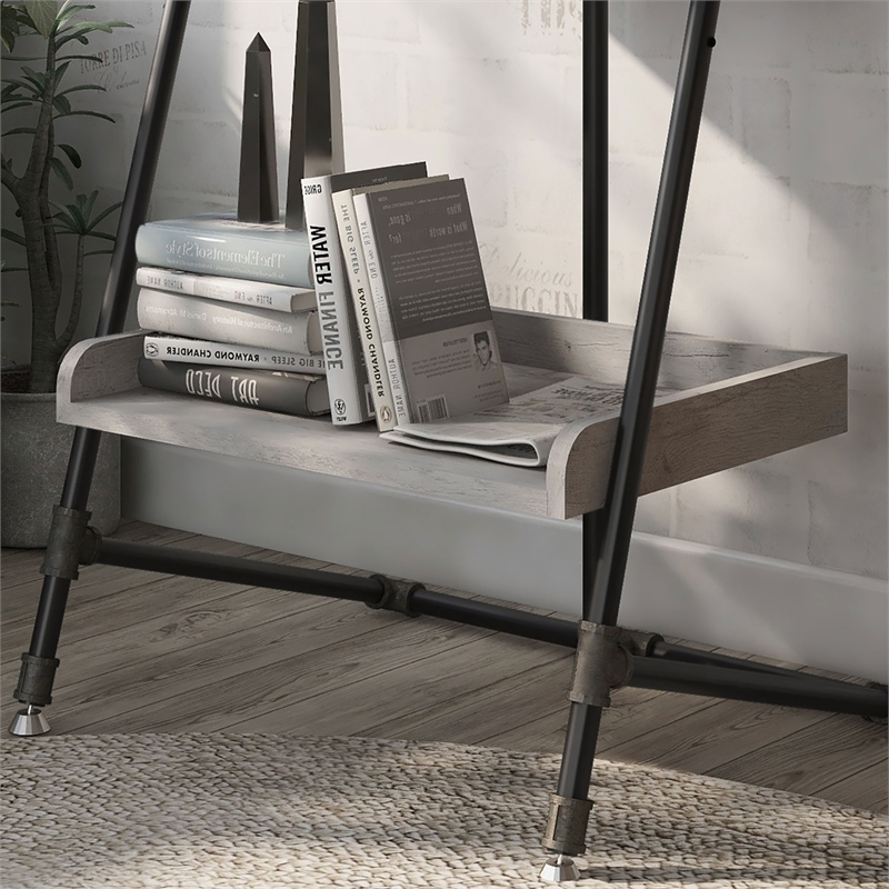 Furniture of America Karin Industrial Wood Display Shelf in Vintage Gray Oak