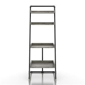 Furniture of America Karin Industrial Wood Display Shelf in Vintage Gray Oak