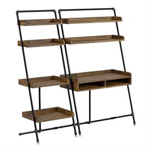 furniture of america karin wood 2-piece desk and bookcase set