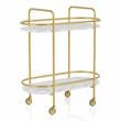 Furniture of America Delli Modern Metal 2-Shelf Serving Cart in Gold and White
