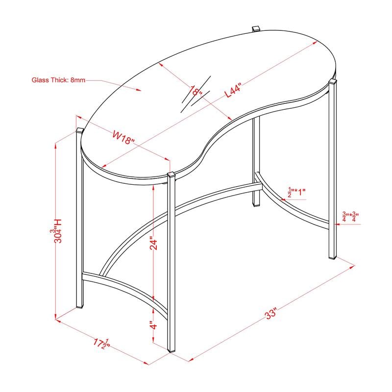 Furniture of America Lythy Contemporary Glass Top Desk in Gold
