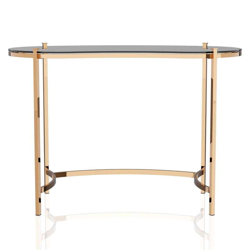 Furniture of America Lythy Contemporary Glass Top Desk in Gold