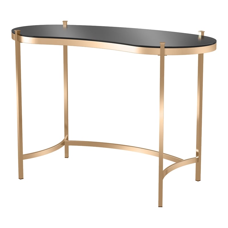 Furniture of America Lythy Contemporary Glass Top Desk in Gold