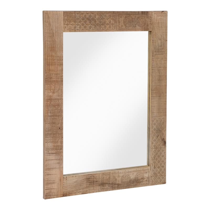 Furniture of America Druze Rustic Solid Wood Decorative Mirror in Natural Tone