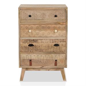 furniture of america druze rustic wood 4-drawer chest in natural