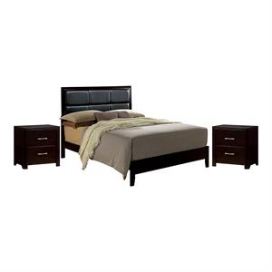 furniture of america barett 3pc espresso wood bedroom set-cal king+2 nightstands