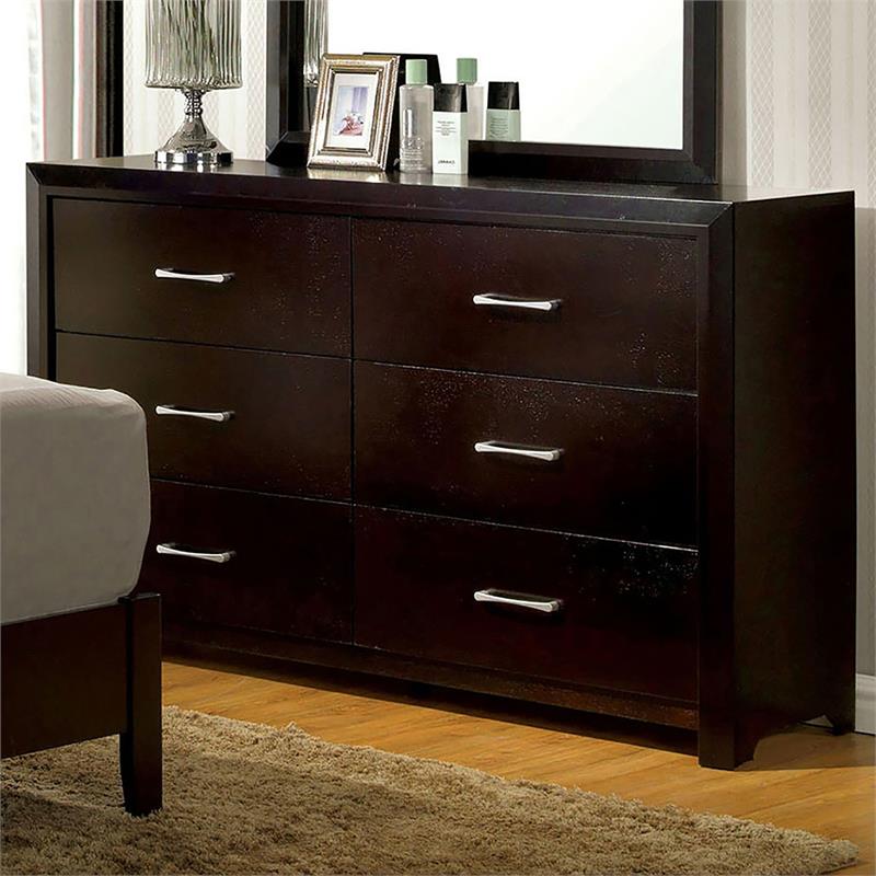 America Barett Wood 6 Drawer Dresser, Espresso Dresser Without Mirror