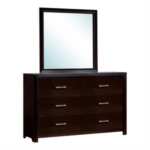 furniture of america barett wood 6-drawer dresser and mirror set in espresso