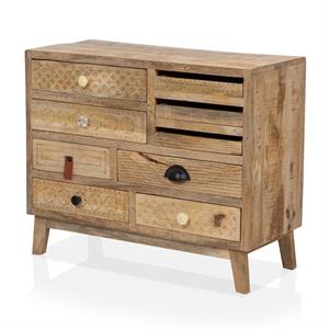 furniture of america druze rustic wood 9-drawer chest in natural tone