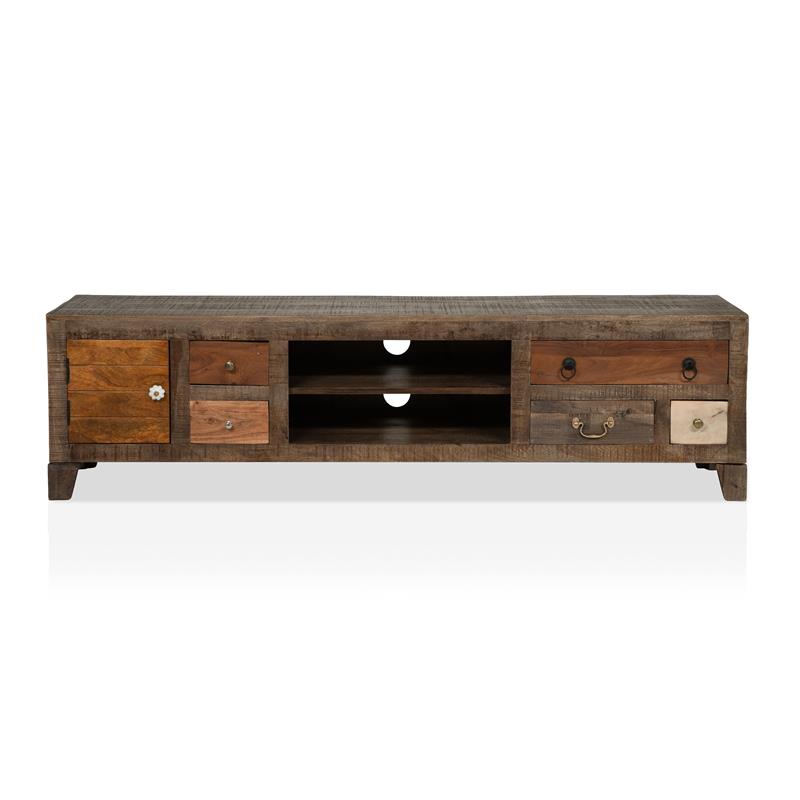 Furniture of America Kegen Rustic Solid Wood 5Drawer TV Stand in