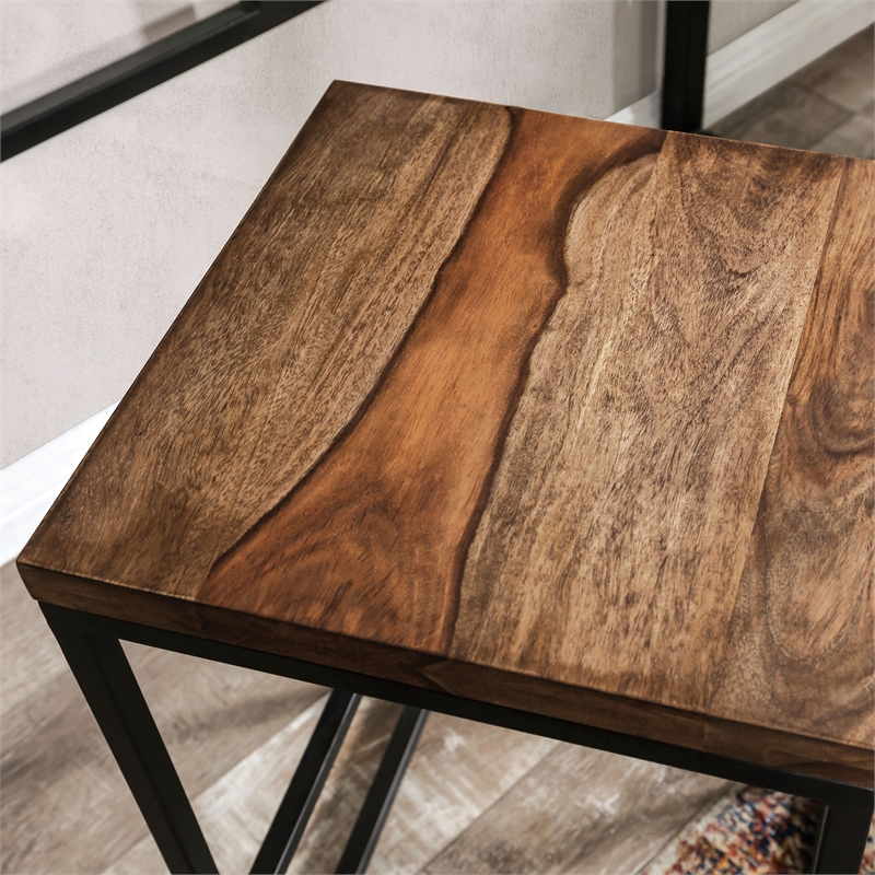 Furniture of America Druze Metal Square Barstool in Golden Brown and Black