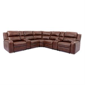 furniture of america novar faux leather reclining sectional in brown