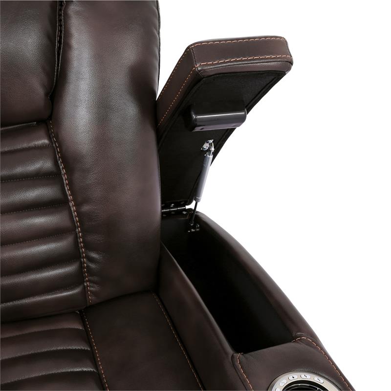 Furniture of America Meti Faux Leather Reclining Loveseat in Dark Brown