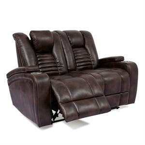 furniture of america meti faux leather reclining loveseat in dark brown