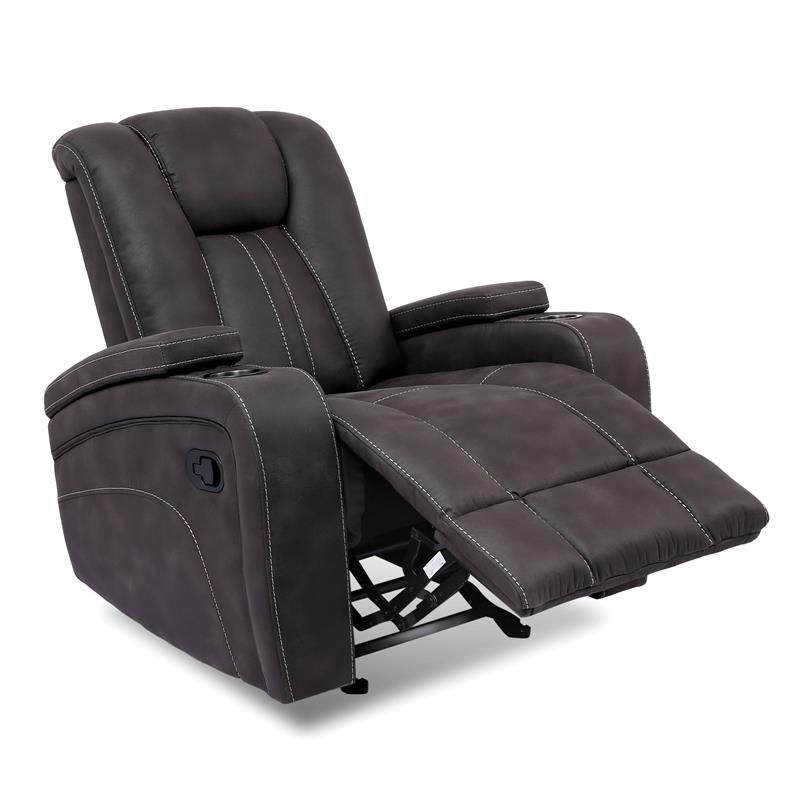 Furniture of America Axle Faux Leather Upholstered Recliner in Dark Gray