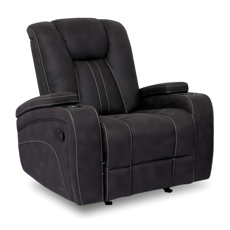 Furniture of America Axle Faux Leather Upholstered Recliner in Dark Gray