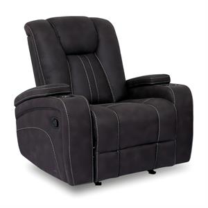 furniture of america axle faux leather upholstered recliner in dark gray