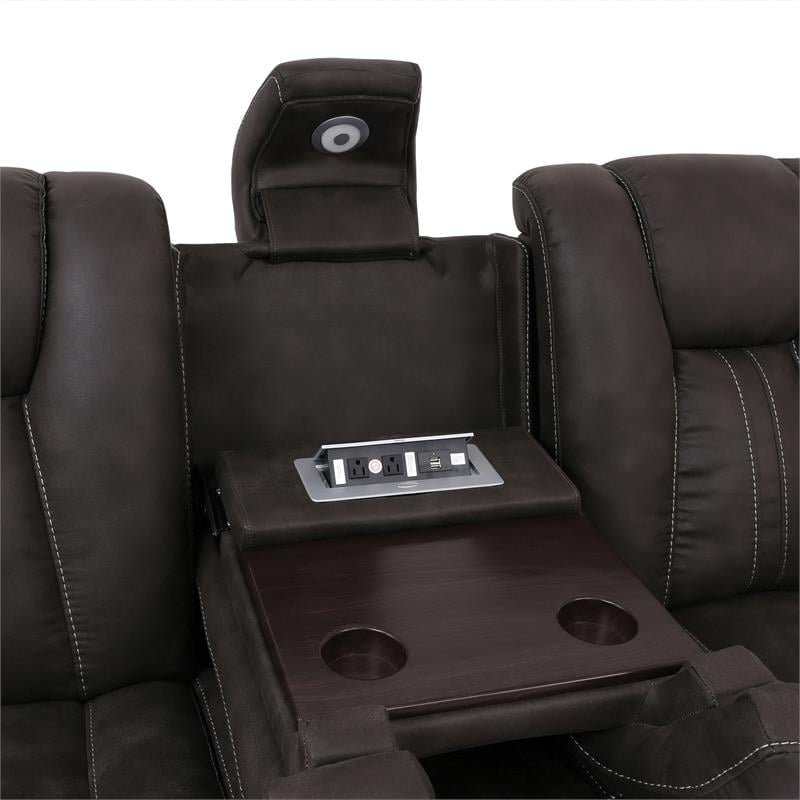 Furniture of America Axle Faux Leather Reclining Loveseat in Dark Gray