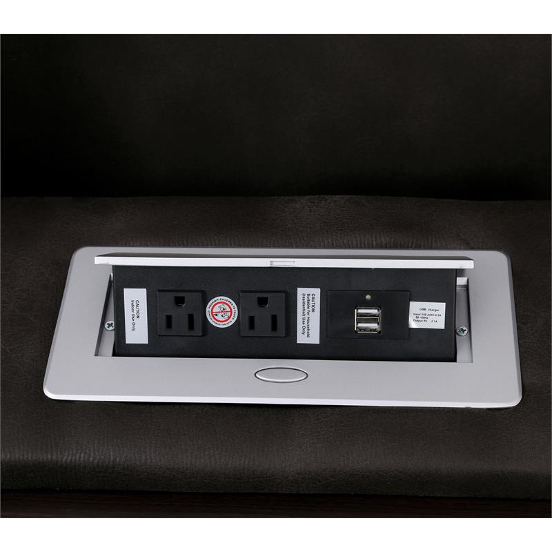 Furniture of America Axle Faux Leather Reclining Loveseat in Dark Gray