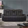 Furniture of America Axle Transitional Faux Leather Reclining Sofa in Dark Gray