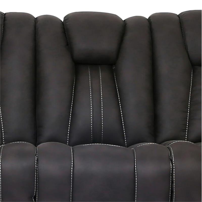Furniture of America Axle Transitional Faux Leather Reclining Sofa in Dark Gray