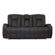 Furniture of America Axle Transitional Faux Leather Reclining Sofa in Dark Gray