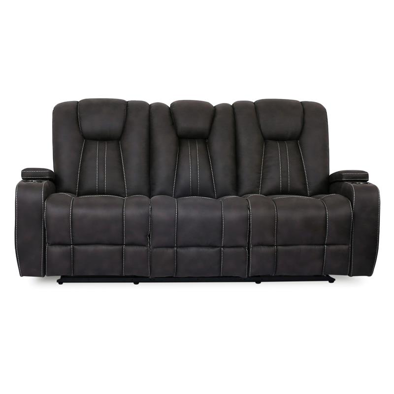 Furniture of America Axle Faux Leather 2-Piece Sofa Set in Dark Gray