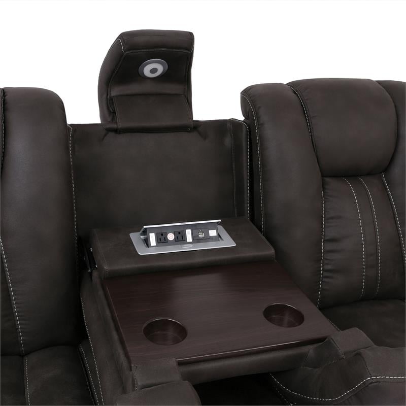 Furniture of America Axle Faux Leather 2-Piece Sofa Set in Dark Gray