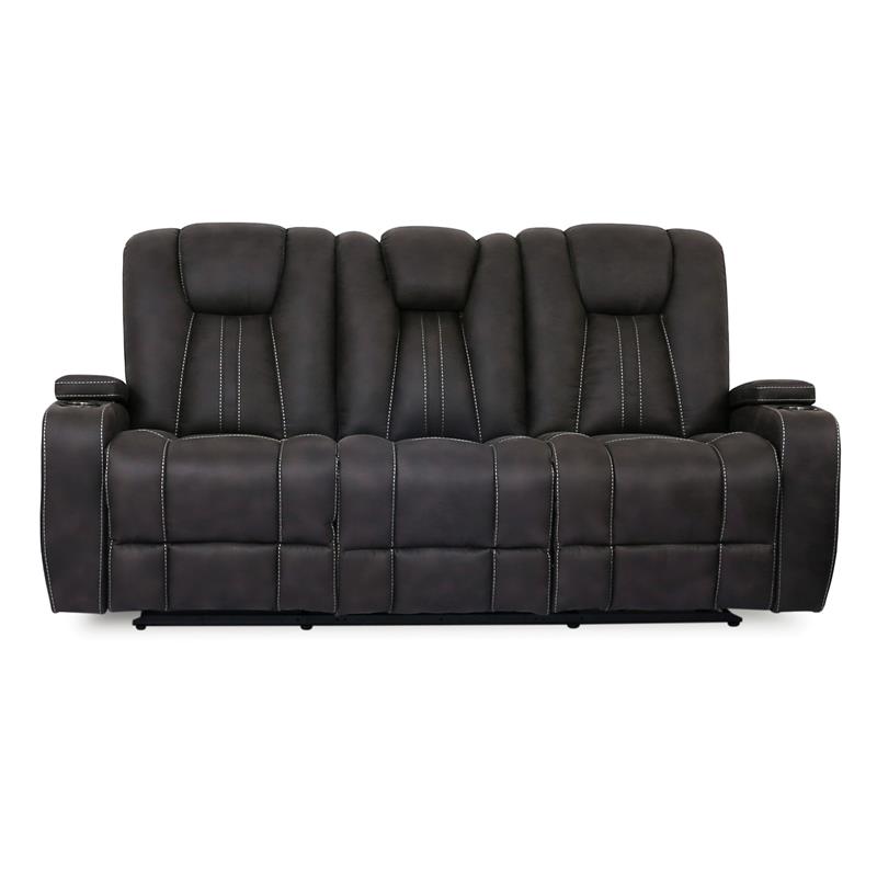 Furniture of America Axle Faux Leather 3-Piece Sofa Set in Dark Gray