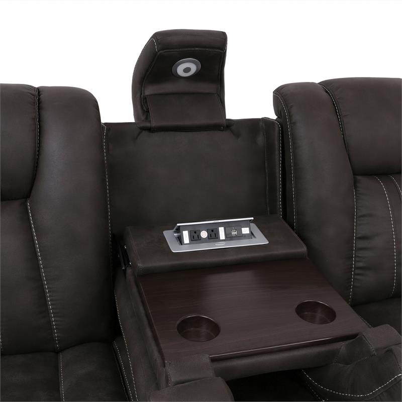 Furniture of America Axle Faux Leather 3-Piece Sofa Set in Dark Gray