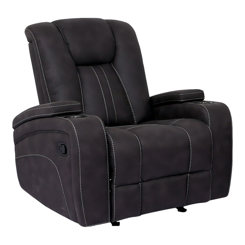 Furniture of America Axle Faux Leather 3-Piece Sofa Set in Dark Gray