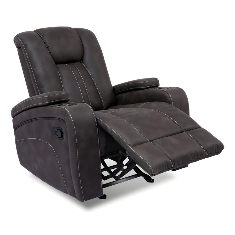 Furniture of America Axle Faux Leather 3-Piece Sofa Set in Dark Gray