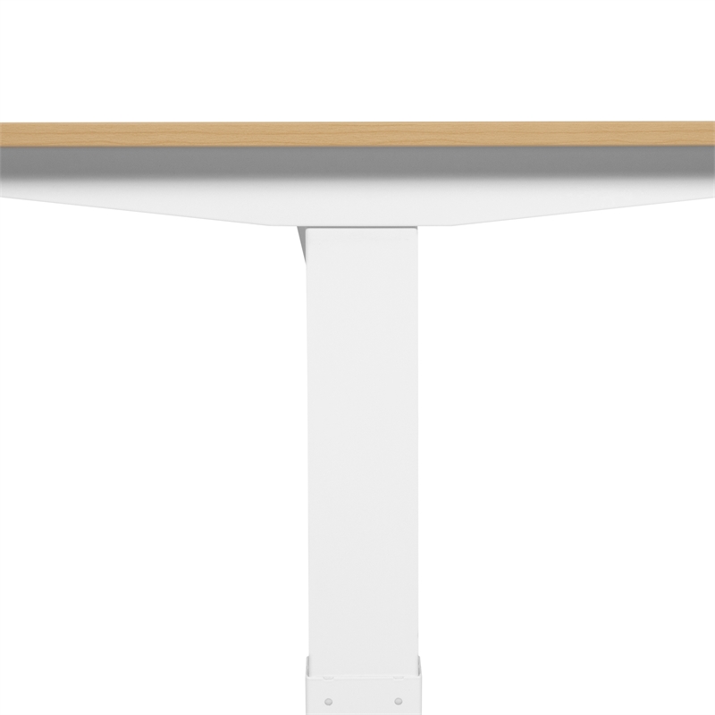 Furniture of America Quade Wood and Metal Height Adjustable Desk in White