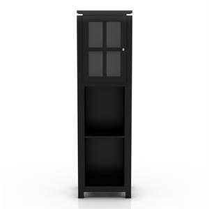 furniture of america tellun wood contemporary 4-shelf tower cabinet