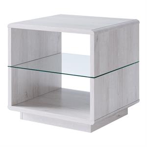 Furniture of America Celma Wood 2-Shelf End Table in White Oak