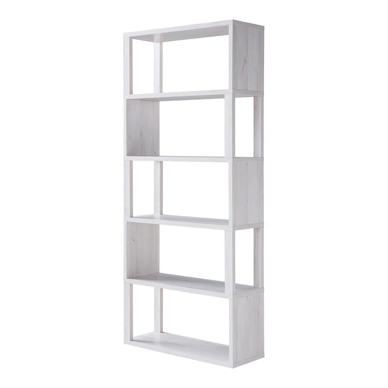 Furniture of America Deini Transitional Wood 5-Shelf Bookcase in White Oak